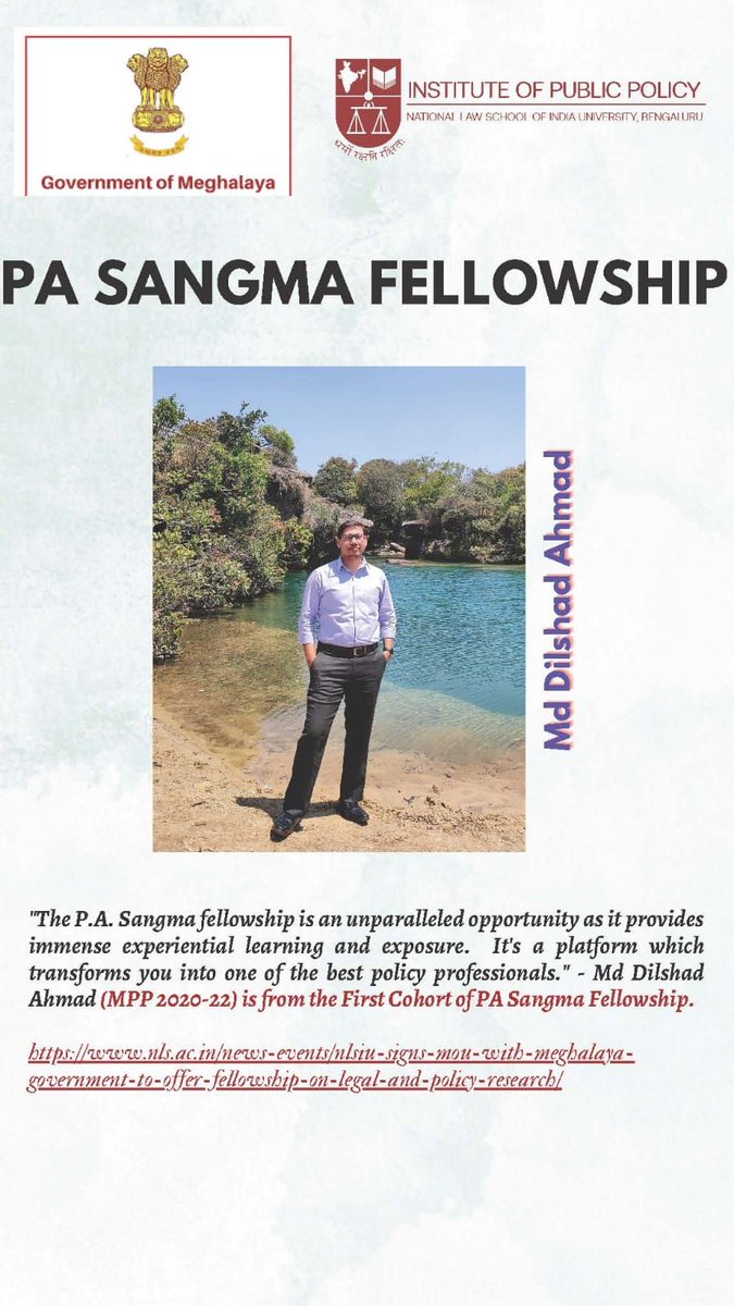 Institute of Public Policy is engaging with North East through P. A. Sangma Fellowship. We are calling for applications for the next cohort: nls.ac.in/news-events/ca…