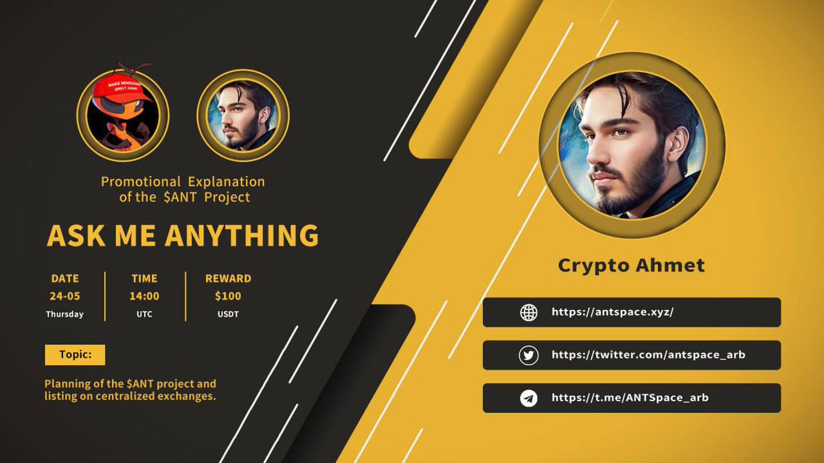 $ANT On May 24th at 14:00 UTC, our mysterious guest will host an exciting live event, to let the Ant Legion better understand $ANT
<a href="/arbitrum/">Arbitrum</a> <a href="/CamelotDEX/">Camelot</a>