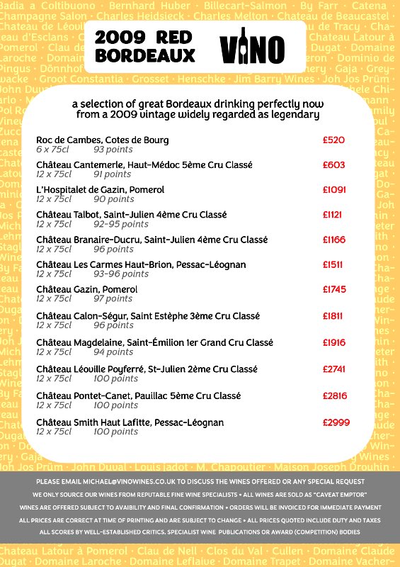 Drop Michael an email to find out more on a available wines and prices