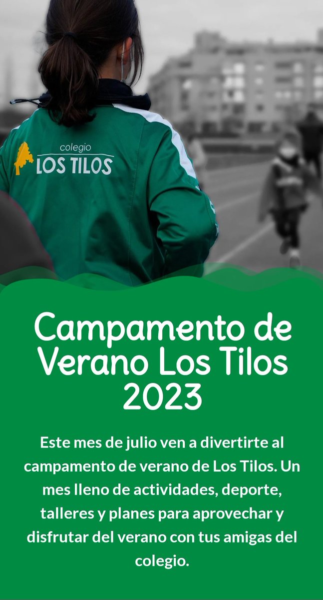 LosTilosColegio's tweet photo. Último día de inscripciones en el campamento urbano de deportes organizado por la @UMAtletismo. Toda la info en el enlace: https://t.co/VfX0UDr5YK https://t.co/eTp9VxBM5k