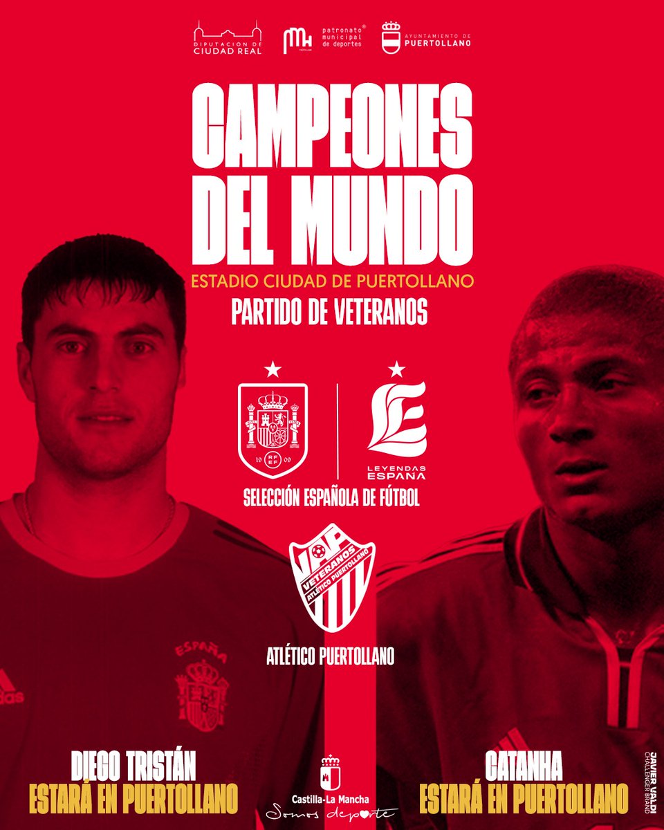 AtcoVeteranos's tweet photo. DIEGO TRISTÁN y CATANHA formarán parte de las Leyendas de España ( @leyendasespana ) que jugarán este Sábado en el Ciudad de Puertollano

Dos nuevos nombres de jugadores que tanto nos hicieron disfrutar... Y estarán aquí para deleite de los aficionados que acudan al Cerrú https://t.co/8KbRefn1uI