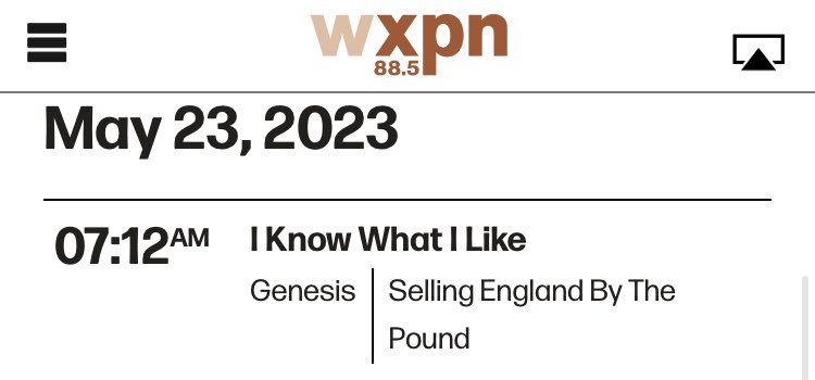 I Know What I Like…and that is some Gabriel-era Genesis on <a href="/wxpnfm/">WXPN</a> in the morning! Thanks, <a href="/xpnmorningshow/">XPN Morning Show</a> 

#PhillyProgCabal
