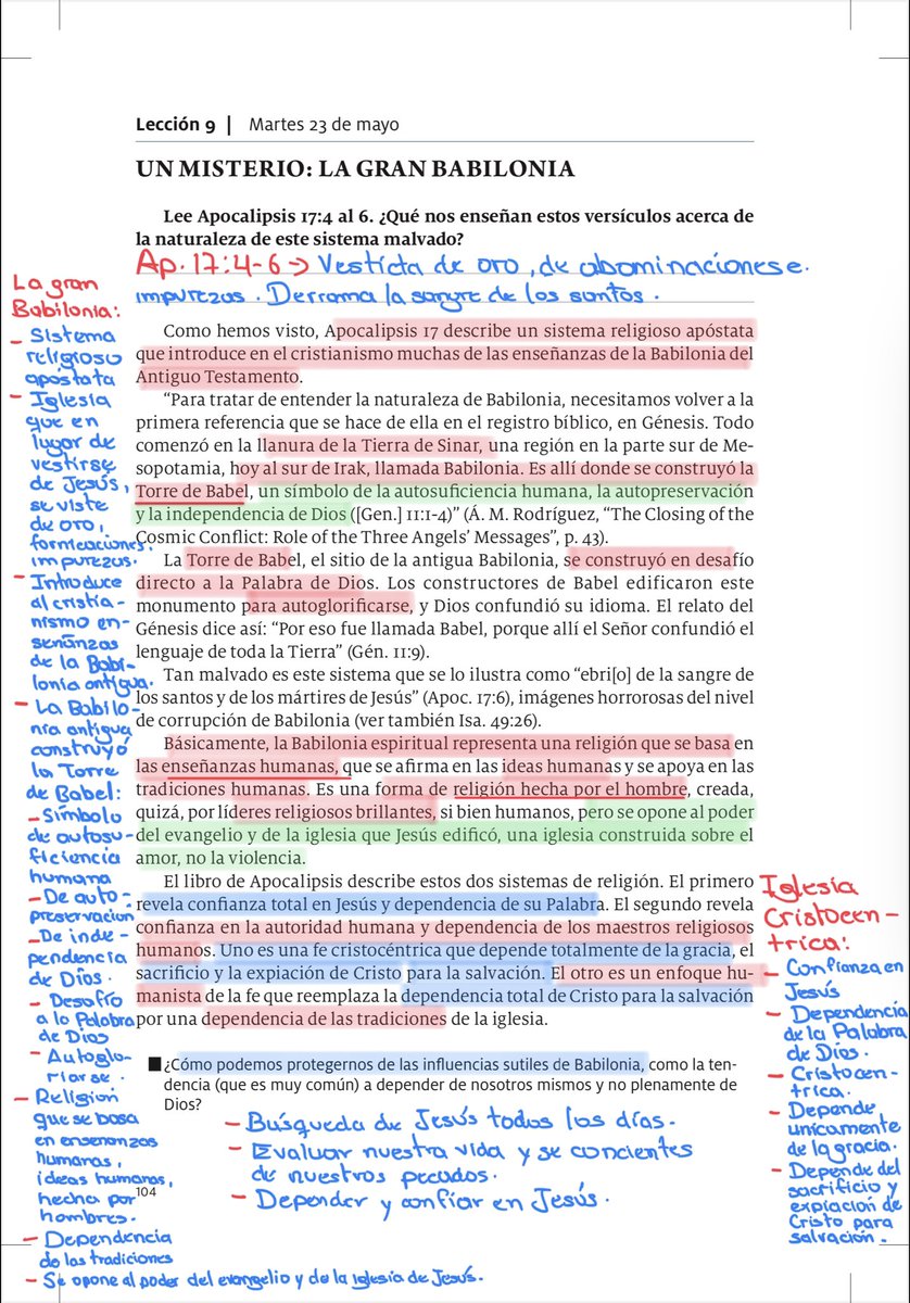 #LESAdv
Martes23
UN MISTERIO: LA GRAN BABILONIA
☑️Sistema religioso apóstata, introduce al cristianismo enseñanzas de la Babilonia antigua
 ☑️La Torre de Babel símbolo de autosuficiencia humana
y separación de Dios (Gn.11)
☑️Religión basada en enseñanzas humanas y no en la Biblia