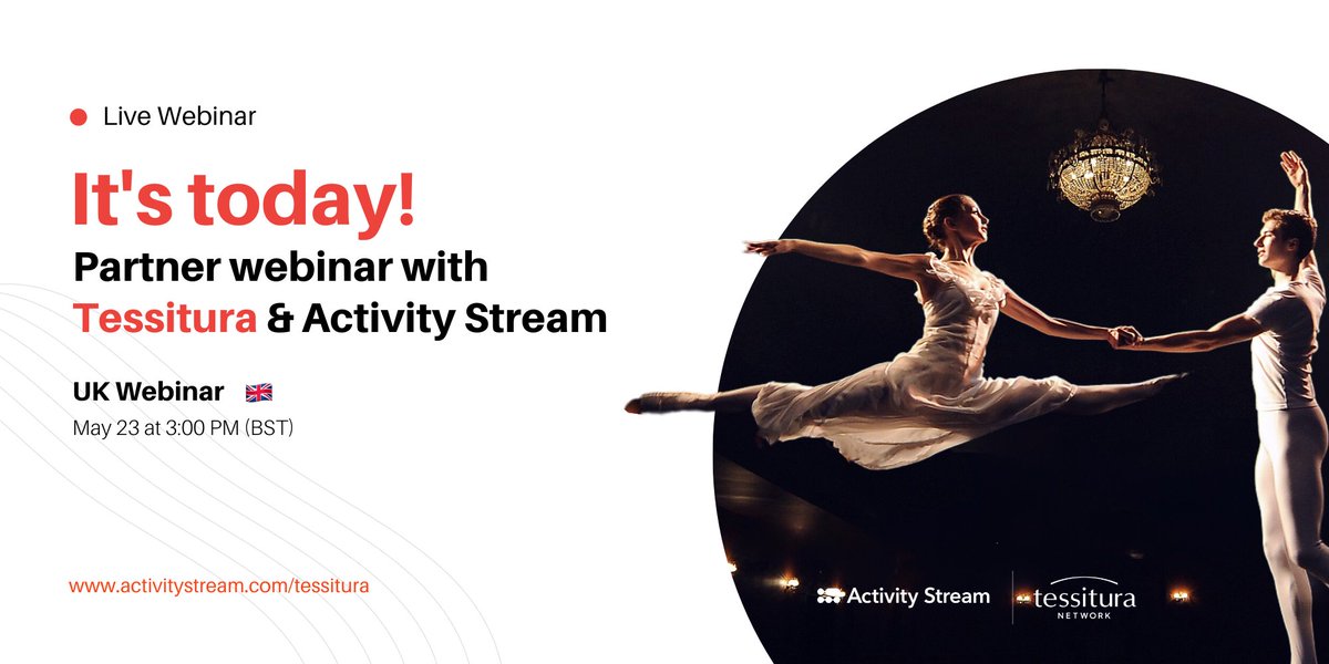 It's today! ⏰Secure your spot to supercharge your ticket-selling game.

Activity Stream x Tessitura are teaming up for an inspiring session on audience engagement and targeting. 💡

Save your seat below! 👇
lnkd.in/ewibbJ6j

#VenueMarketing #TessituraNetwork