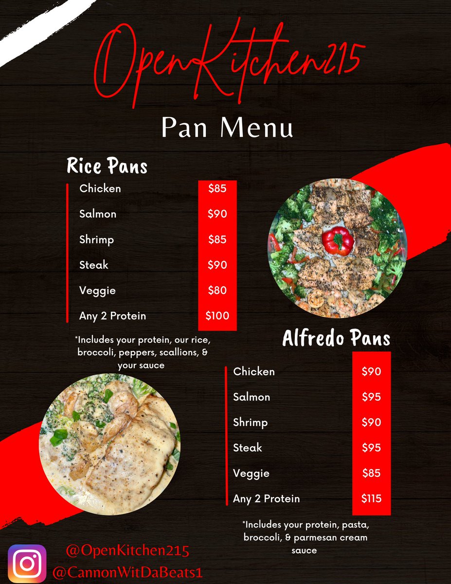CannonBeats215's tweet photo. OpenKitchen215 Rice &amp; Alfredo Pans are back. Preorder only. For any event. Dm me.  #ChefCannon #OpenKitchen215 https://t.co/wyql5F2mYM
