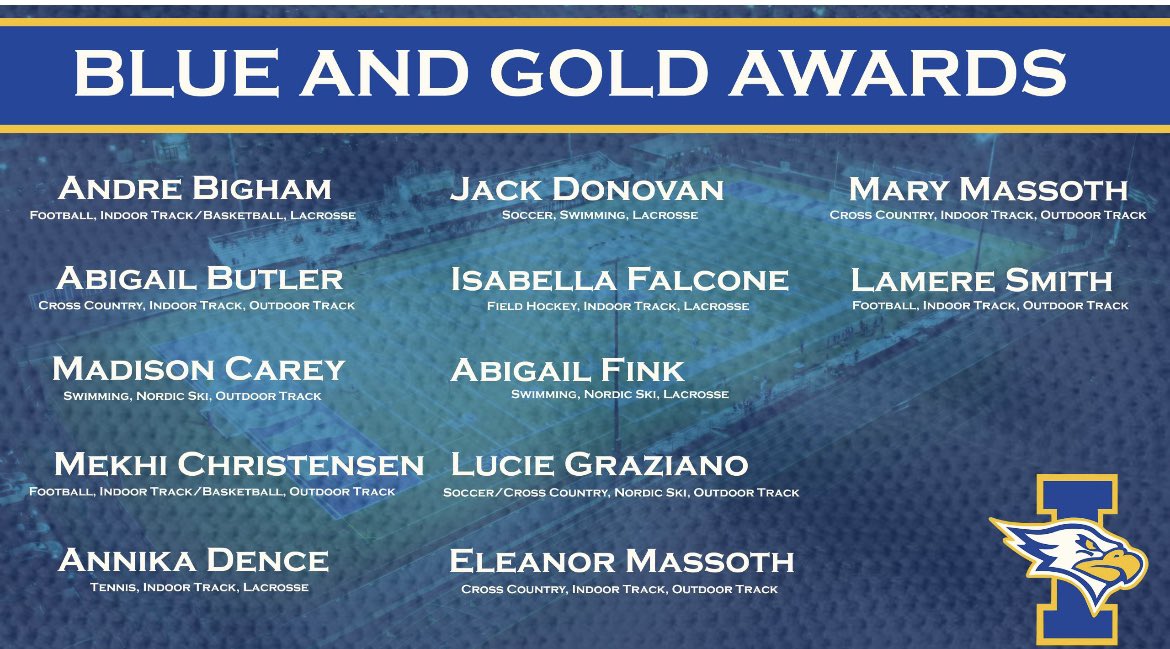 Blue &amp; Gold Awards to student-athletes who’ve played in 12 consecutive seasons.

💛12 honorees!💙