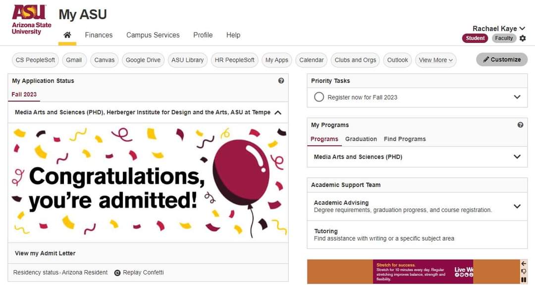 (1/2) BIG UPDATE‼️This screenshot might not look very exciting, but it represents a huge next step! In addition to working as a Faculty Associate teaching Meteorology 👩‍🏫 at <a href="/ASU/">Arizona State University</a>- I will also be enrolling as a PhD student 👩‍🎓 this fall!