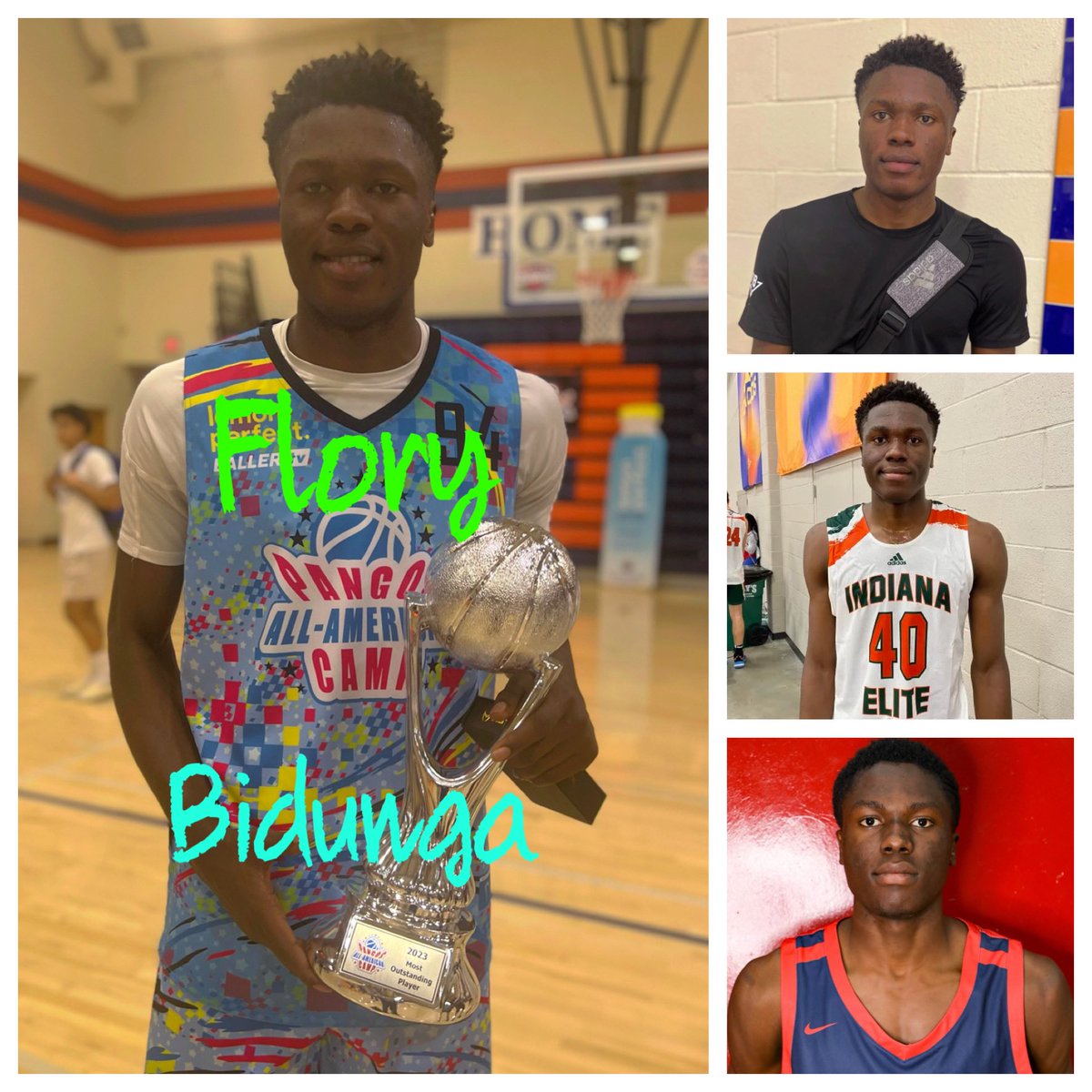 ⭐️⭐️⭐️⭐️⭐️ Flory Bidunga’24 @FBidunga of @KHS_SID & @IndianaElite has been recruited by Indiana, Michigan, Kansas, Auburn, Florida & Cincinnati, among others. Duke is now recruiting him.. 

Voted co-Most Outstanding Player at @PangosAACamp 🇨🇩