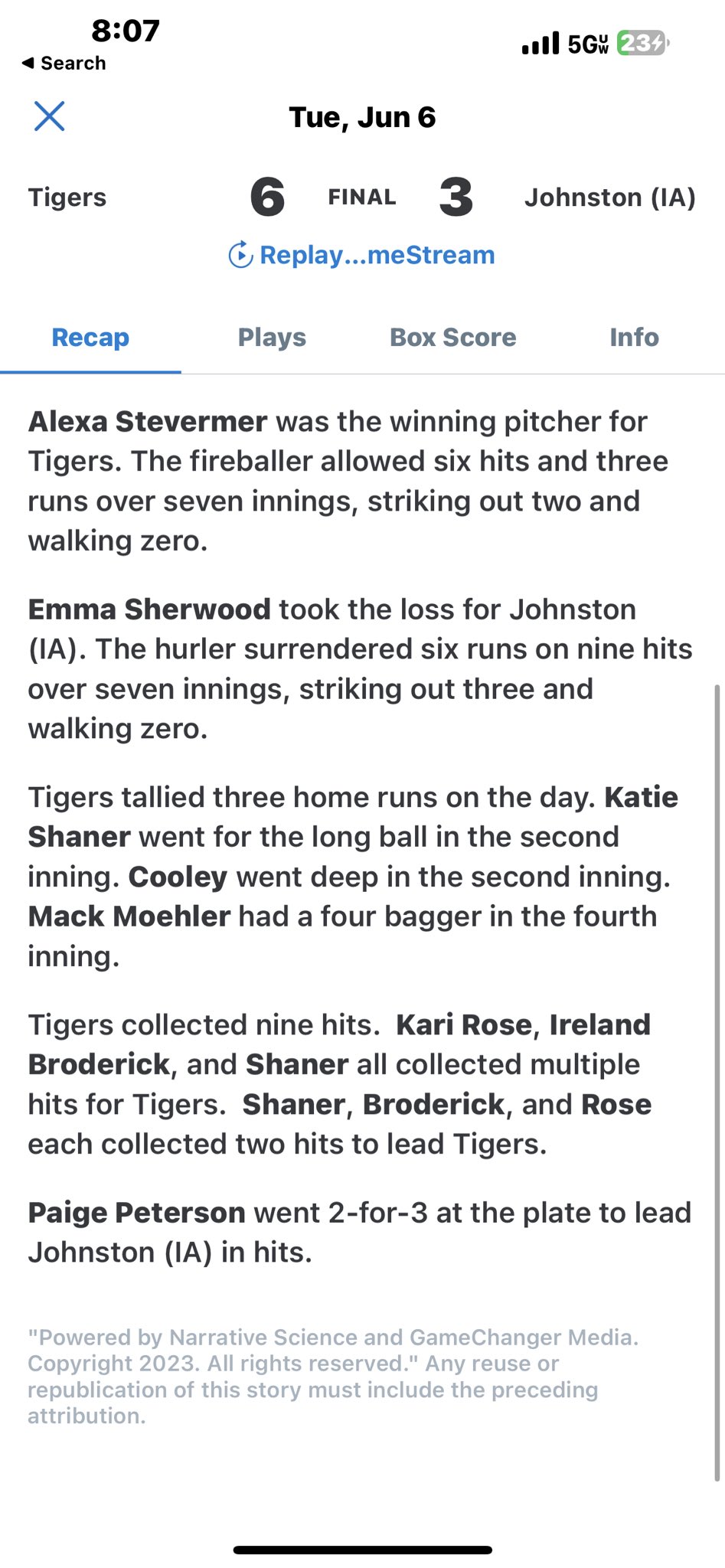 Nine wins for tigers in the last nine years, Stories