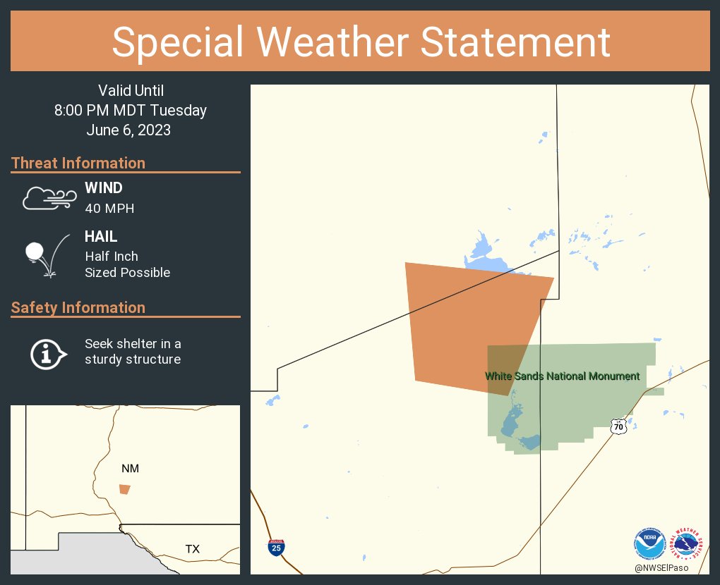 NWS El Paso on Twitter "A special weather statement has been issued