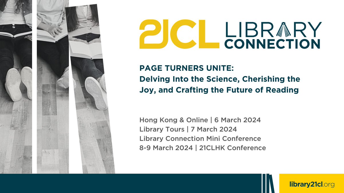 Save the Date for #21CLHK Library Connection 

6-7 March (Library Tours 📚 and Pre-conference ) 
addevent.com/event/bp174280…

8-9 #21CLHK Main Conference
addevent.com/event/Mt174248…

🌎More info: library21cl.org

#library  @DannyGlasner @libraryjet @becinthelibrary @jahardman
