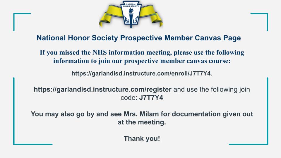 MilamChristie's tweet photo. @LCHS_Patriots @nhs_lchs If you are interested in applying for National Honor Society next school year, please join our canvas course. https://t.co/ndthXAzzVi