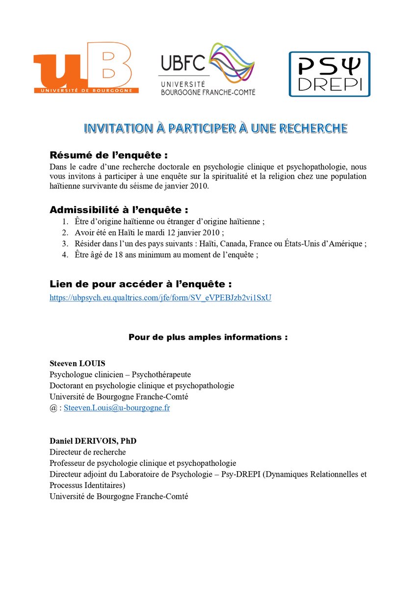SteevenLLOUIS's tweet image. Via ce lien : ubpsych.eu.qualtrics.com/jfe/form/SV_eV…