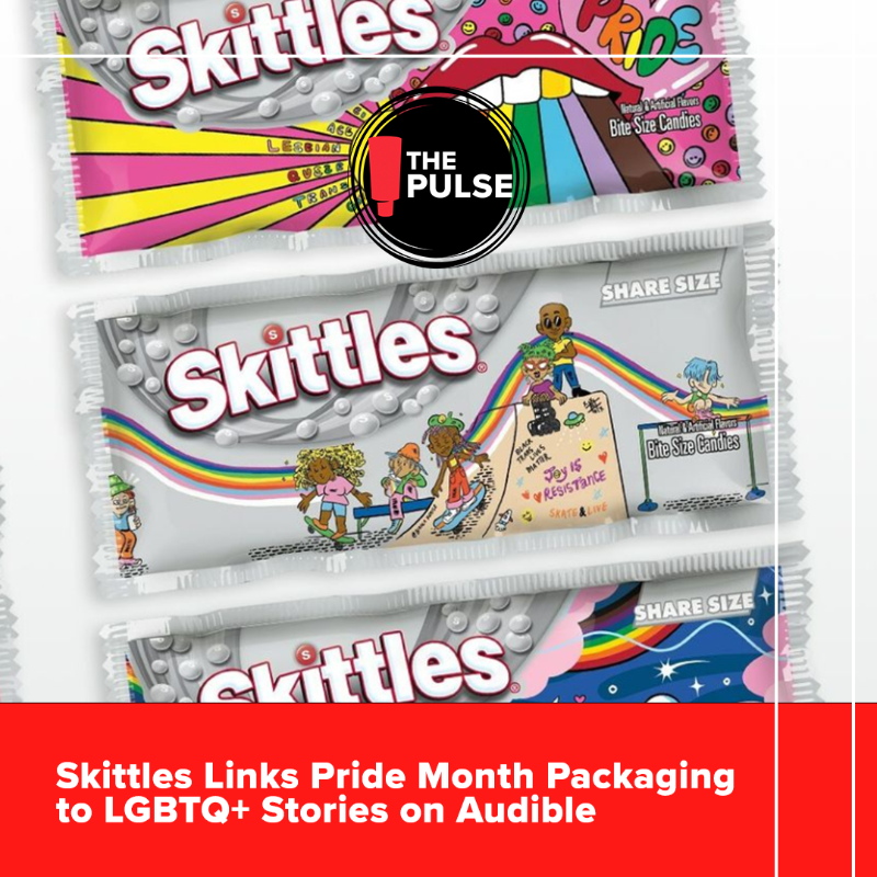 RedPegMarketing's tweet photo. It’s Pulse Tuesday! 🗞️
 
@Skittles partners with @glaad and @audible_com for Pride Month, @united builds an aviation innovation lab, and @ParamountPics uses AR to transform cars ahead of the next @transformers release.