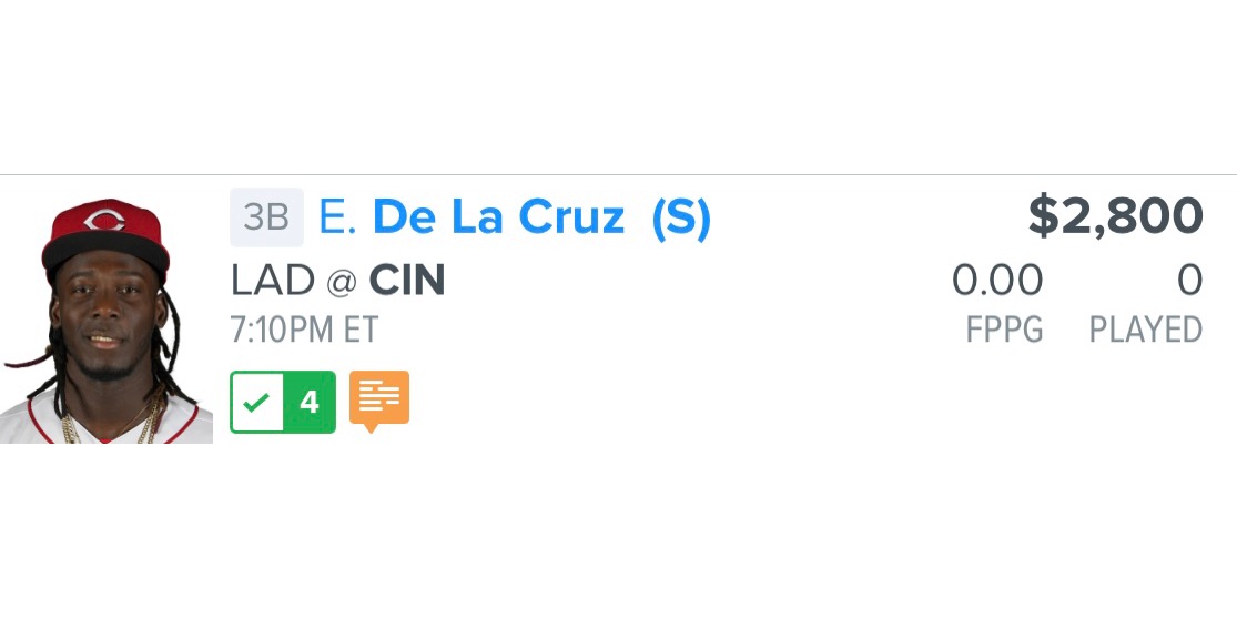 Batting 4th in his MLB debut

All eyes on Elly De La Cruz 👀

#MLB #DFS #DailyFantasySports