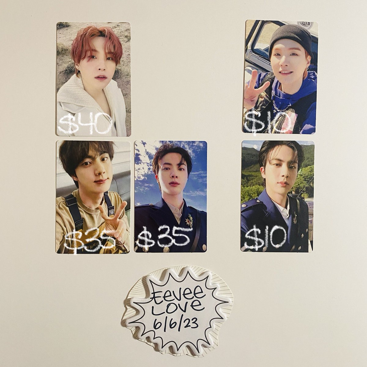 eeveelovesbts's tweet photo. WTS BTS OFFICIAL PHOTO CARDS:

♡ official and mint condition 
♡ pay pal, Venmo, zelle
♡ usa based [World Wide Shipping Available]
♡ Local Pickup Available! Or free ship with the usa 

Pm me for photos, questions and shipping quotes, negotiating, price matching, thank you! https://t.co/mIgwYdEE2R
