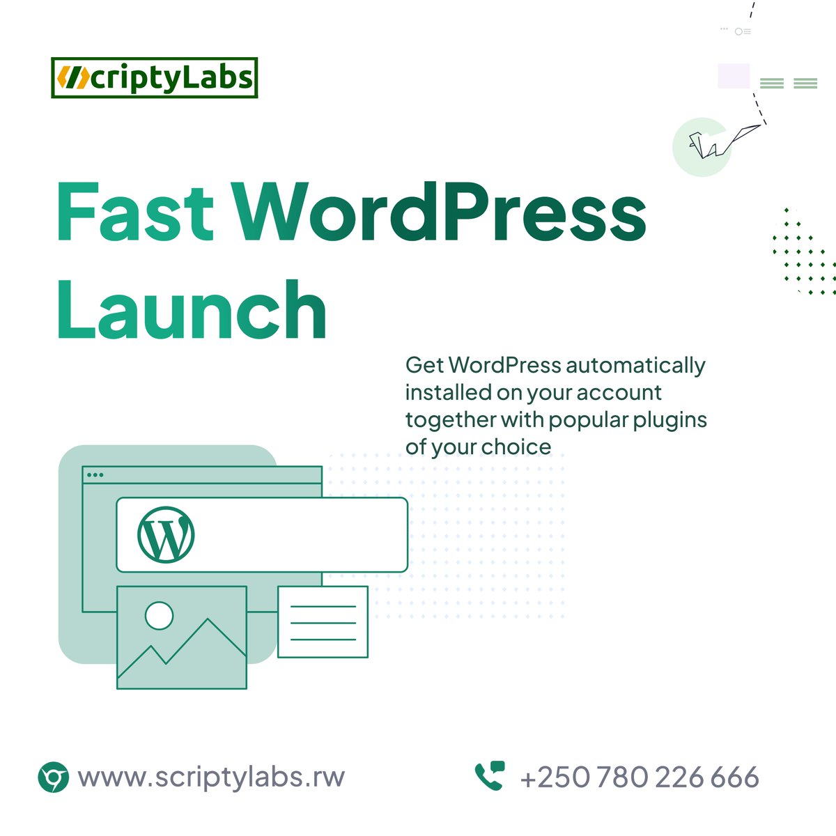 ScriptyLabs's tweet photo. Get WordPress automatically installed on your account together with popular plugins of your choice, thanks to our unique WordPress Starter tool.
#wordpress #website #fast #hosting #AkadomoRW #launch #plugins #WP20 #NextLevelSpeed #business #startups #RwOT https://t.co/D1nxZpk2r0