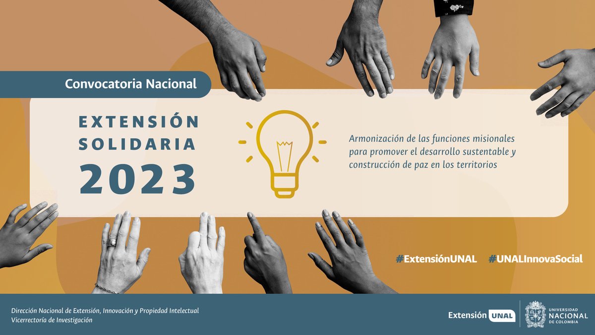 ExtensionUNAL's tweet photo. Lista definitiva de propuestas que cumplen con requisitos - Convocatoria Nacional de #ExtensiónUNAL Solidaria 2023: https://t.co/JdTjm49OgA

@VRI_UN @UN_innova @UNALoficial @DIEB_UNAL @DIEUNMED #UNALInnovaSocial #UNAL https://t.co/7bYP1Crgku
