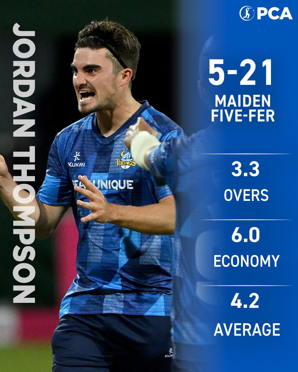 PCA's tweet photo. 🖐️ Well bowled @Tommo455! 

🏏 Brilliant figures helped @YorkshireCCC to a 30-run win! 

#Blast23 https://t.co/12oOGEEW7s