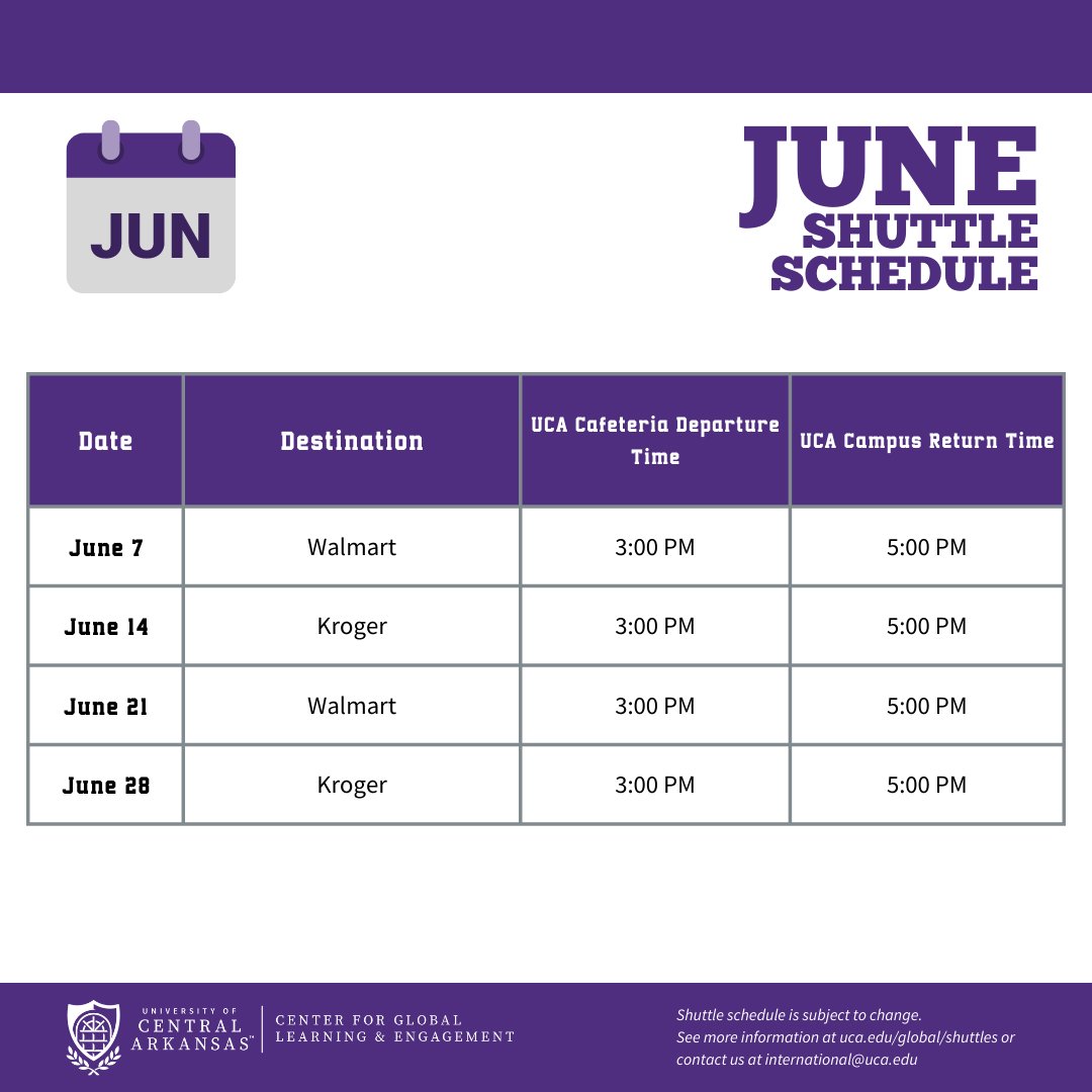 June Shuttle Schedule is here!