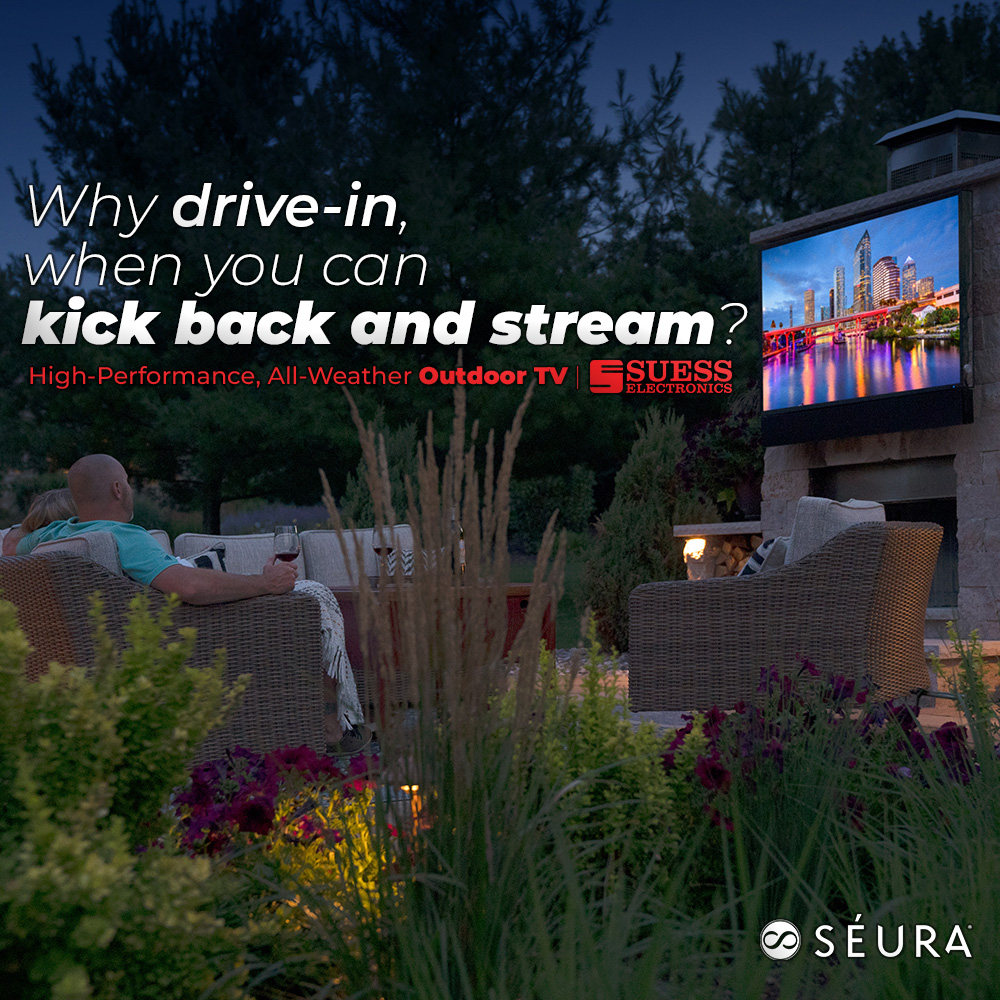 What's better than a drive-in movie? Streaming binges, exciting double-headers, movie marathons and more... under the stars in your very own back yard! Stop in and let's talk outdoor TVs for your home! #outdoortv #DriveInMovieDay