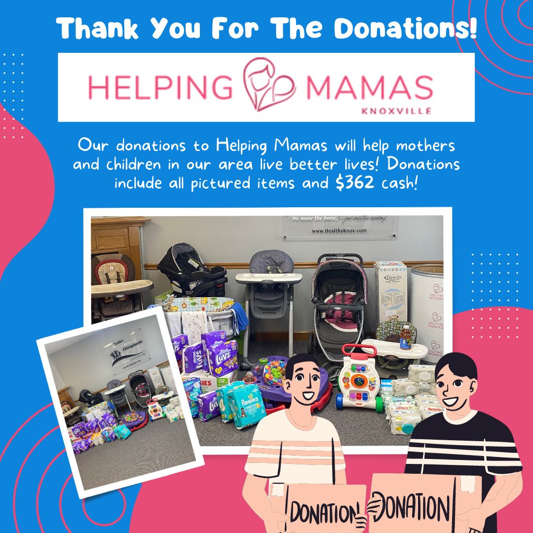 Thank you to everyone who donated for Helping Mamas Knoxville!We collected a LARGE amount of items for them as well as $362!Hopefully we help lots of mothers+children!#helpingmamasknoxville #knoxville #knoxvilletn #knoxvillechiropractic #knoxvillechiropractor #865life #knoxrocks
