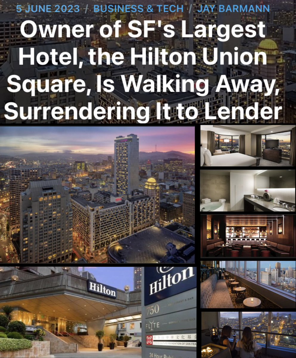 MODERN WOKE LIBERALS.. ABANDONING THEIR OWN ELEGANCE 
SF Hilton Union Sq. & Parc 55 hotels with 2,900 rooms, occupying entire city block, ceased payments on $725 million loan, opting foreclosure by lenders. CEO Baltimore 'a necessary condition.. concerns over street conditions'.