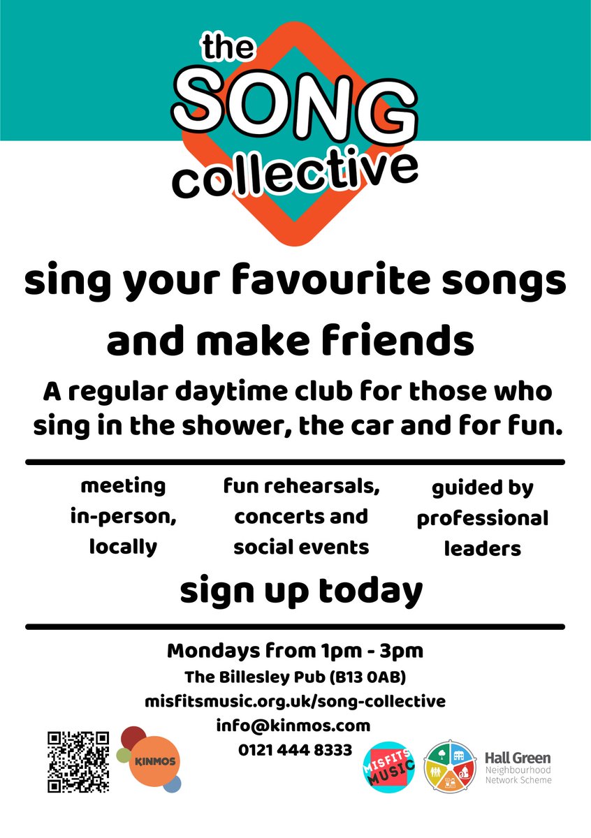 Do you have a passion for singing? Join the 'Song Collective' who meet ever Monday 1pm - 3pm at the Billesley Pub for singing and friendship!