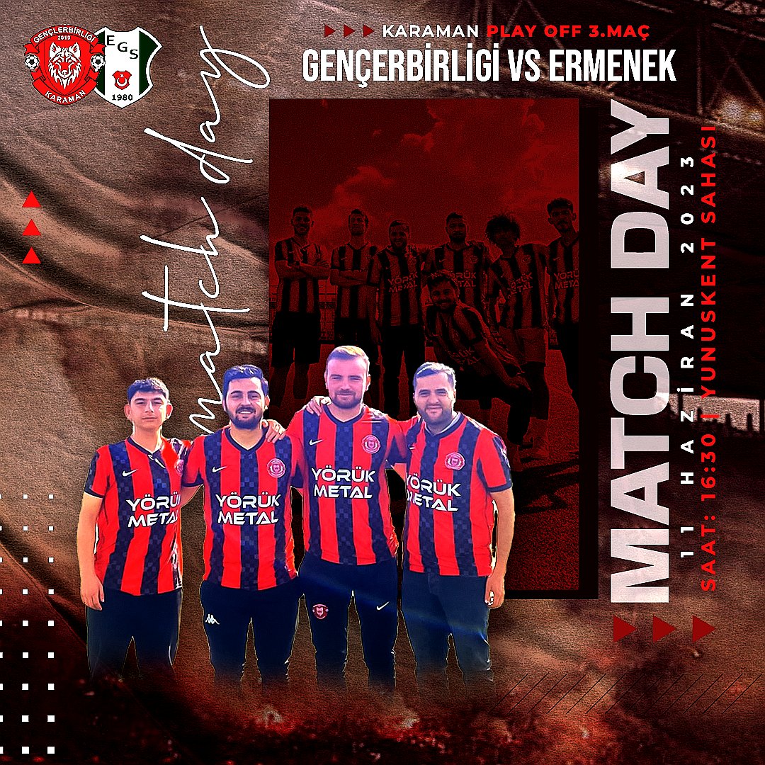 FORMA İÇİN, ARMA İÇİN OYNA! 

🚩 22/23 Sezonu Karaman Amatör Play-Off 3. Maç
⚽ Karaman Gençlerbirliği - Ermenek Gençlikspor 
📍 Yunuskent Sahası
📆 11.06.2023 🕙 16:30
📺 @karamangenclerbirligi / #karamangençlerbirliği
📢 #yenidenzirveye🐺 #matchdays #amatörküme