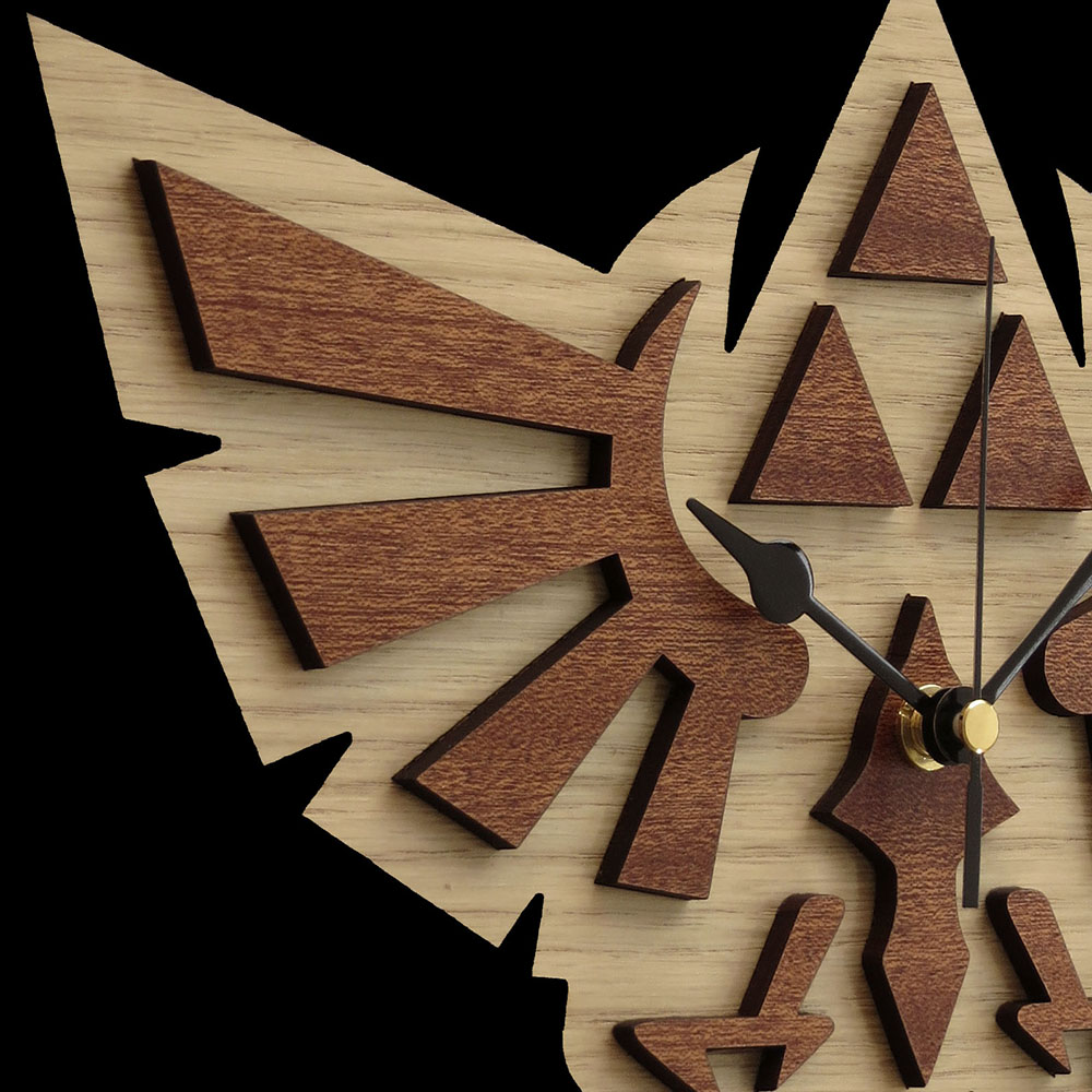 woodentek's tweet photo. Handmade #WingCrest wooden clock #Zelda. We created the original clock; don't buy Chinese copies (sometimes they even use our photos to hide their low-quality cheap copy!). #art #ZeldaTriforceHeroes - WorldwideShipping https://t.co/9JGp2TMRdE https://t.co/lFTulo0Zcc
