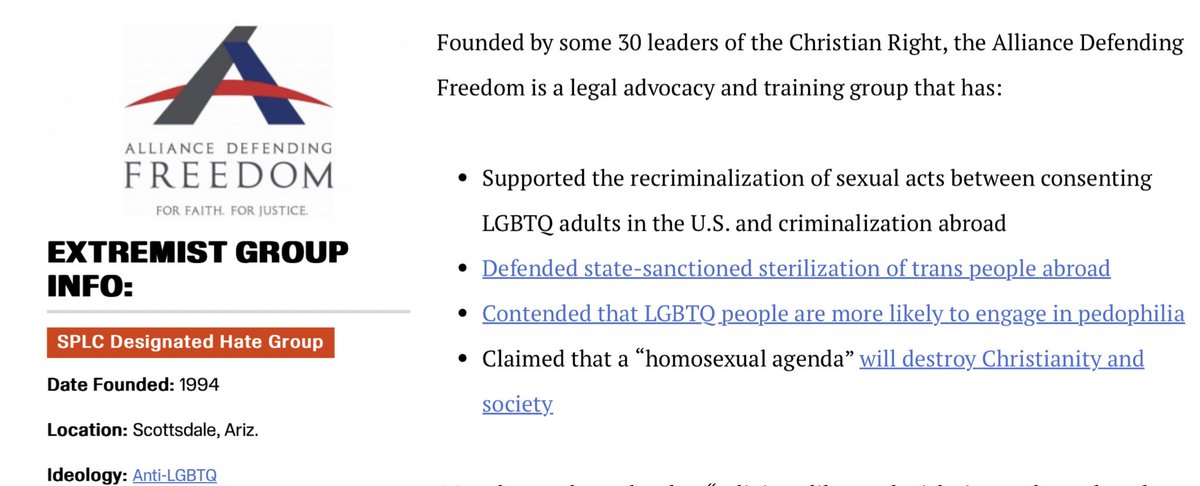 Erin Hawley, Sen. Josh Hawley’s wife, works for the Alliance Defending Freedom. The Southern Poverty Law has labeled ADF as a hate group for their anti-LGBTQ ideology. 

A sitting U.S. senator’s wife works for a hate group. splcenter.org/fighting-hate/…