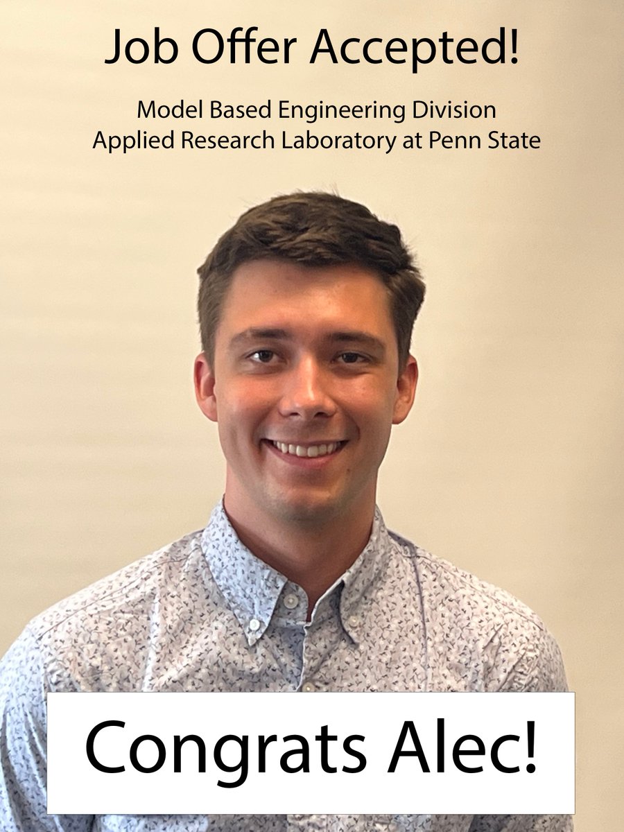 WCU_Physics's tweet photo. Congrats to recent physics grad Alec Piccone for accepting his job offer to work at the Applied Research Lab at Penn State in the Model Based Engineering Division.  You will be missed Alec ... best wishes on this next chapter of you career. https://t.co/RcIWz3ggV9