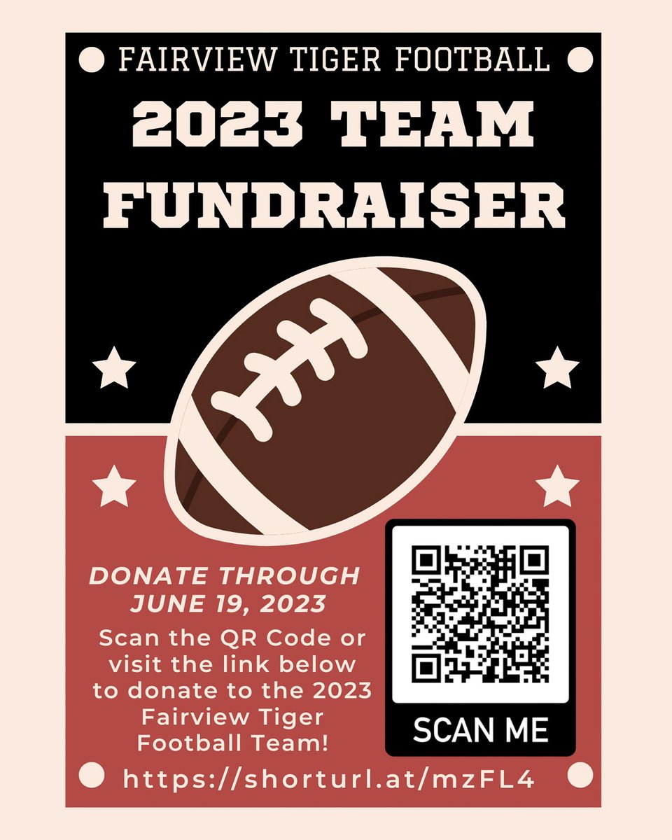 Fairview_HSFB's tweet photo. Want to donate to the Fairview Football team? We are currently running a fundraiser that will end on June 19th. To donate, scan the QR code or visit either the link on the poster or this one! ➡️ https://t.co/BJalHHslIA https://t.co/NoHrvIVFPI