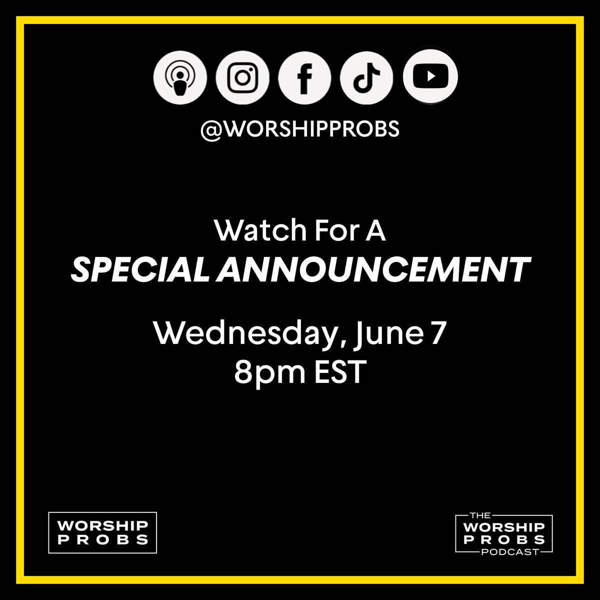 We have a Special Announcement coming tomorrow night • Wednesday, June 7, 2023 • 8pm EST #worshipleaderprobs #worshipleader #worshipteam #worshipprobs #churchtech #churchcreatives #churchproduction