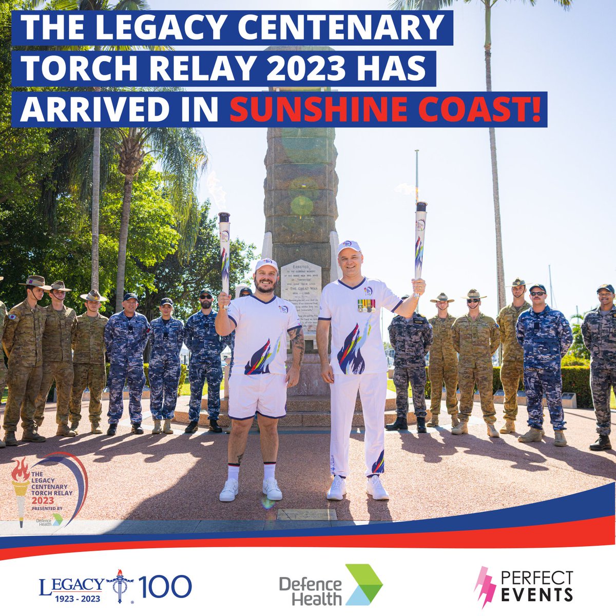 legacycares's tweet photo. The Legacy Centenary Torch Relay is about to kick off on the Sunshine Coast! You can watch the cauldron being lit at Cotton Tree Cenotaph, 53 The Esplanade, Maroochydore, at approximately 11:30am. For more details, please visit our LinkedIn page #legacytorchrelay #sunshinecoast https://t.co/S2MvV2Qw1a