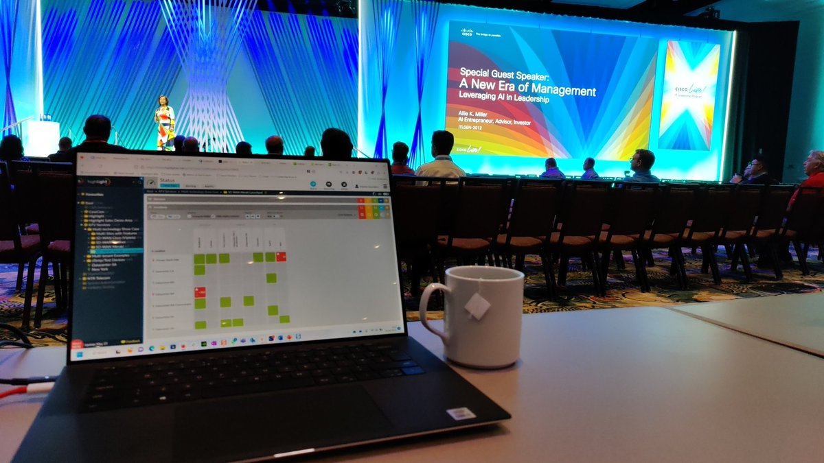 This is very civilized, waiting for the next #itleadership talk on AI by @alliekmiller at #ciscolive with a cup of tea in a proper mug