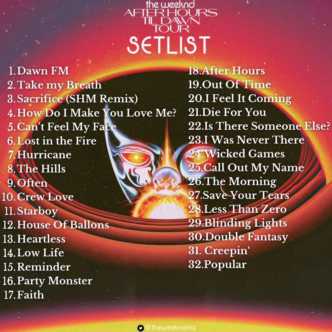 The Weeknd México on Twitter: "Setlist completó del segundo tramo de la