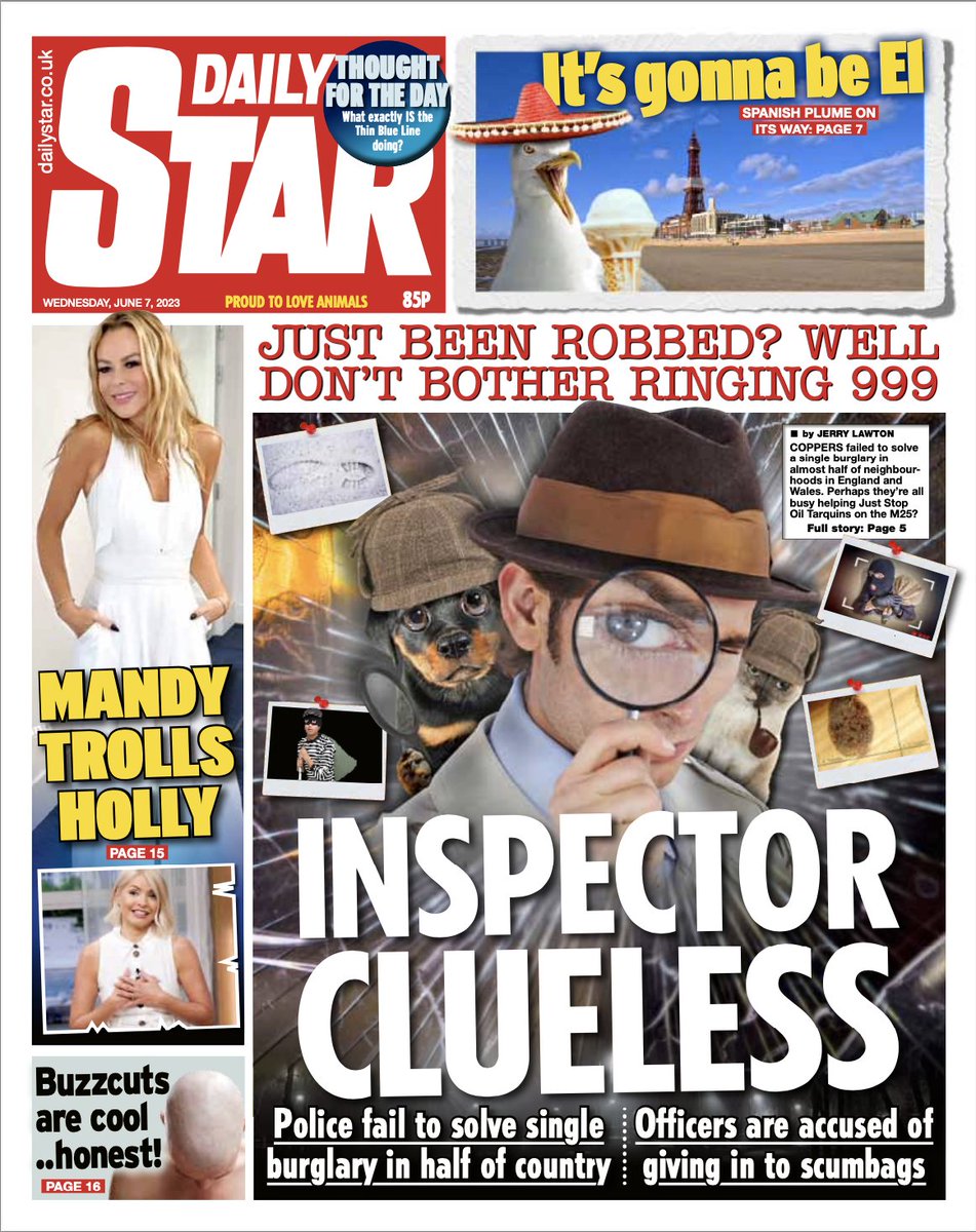 Wednesday’s Star: 'Inspector clueless' #BBCPapers #TomorrowsPapersToday bbc.in/3CygDvD