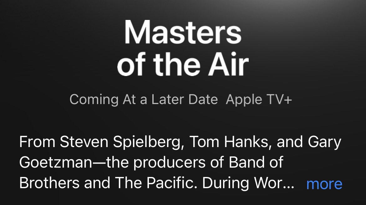 Can’t wait for #MastersOfTheAir, but haven’t heard any premiere date news in awhile. Currently re-watching #BandOfBrothers. So good. 🪖🎞️