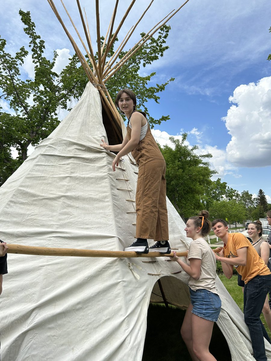Tipi raising at Thom - thanks to our Elder, Frank and our Indigenous Advocate, Lucas for all your teaching and guidance. #thomawesome
