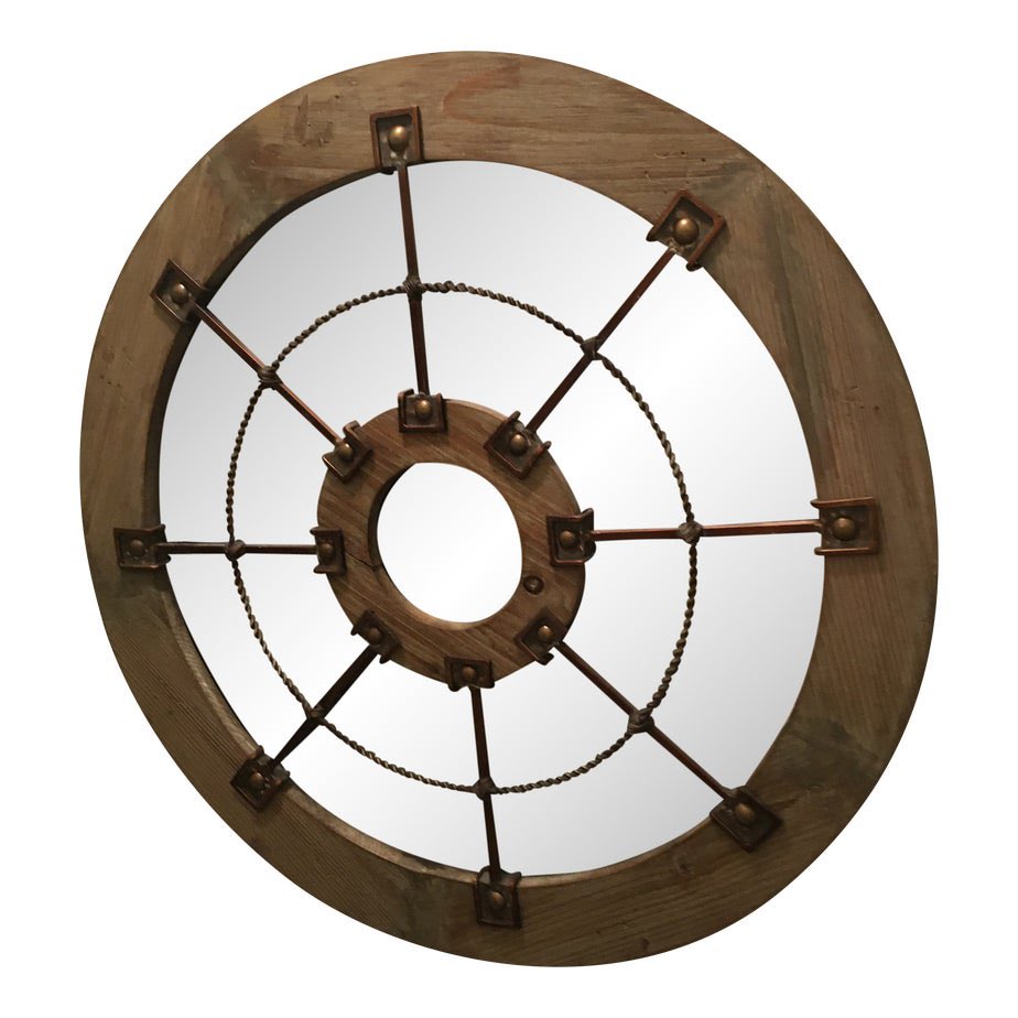 2000s Large Round Howard Elliott Collection Ceruse Wood Lone Star Iron Wall Mirror via @chairishco #chairish #cb2 #rustic #springrefresh #springcleaning #crateandbarrel #contemporary #1stdibs #arhaus #potterybarn #RH #restorationhardware #lonestar #mirror chairish.com/product/357980…