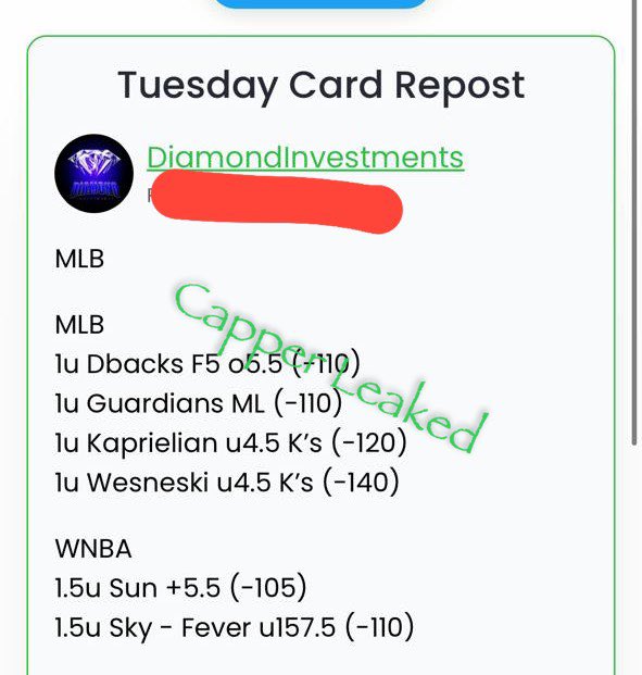 Capperleaked's tweet image. #SharpPicks Added  &amp;amp; DiamondInvestment