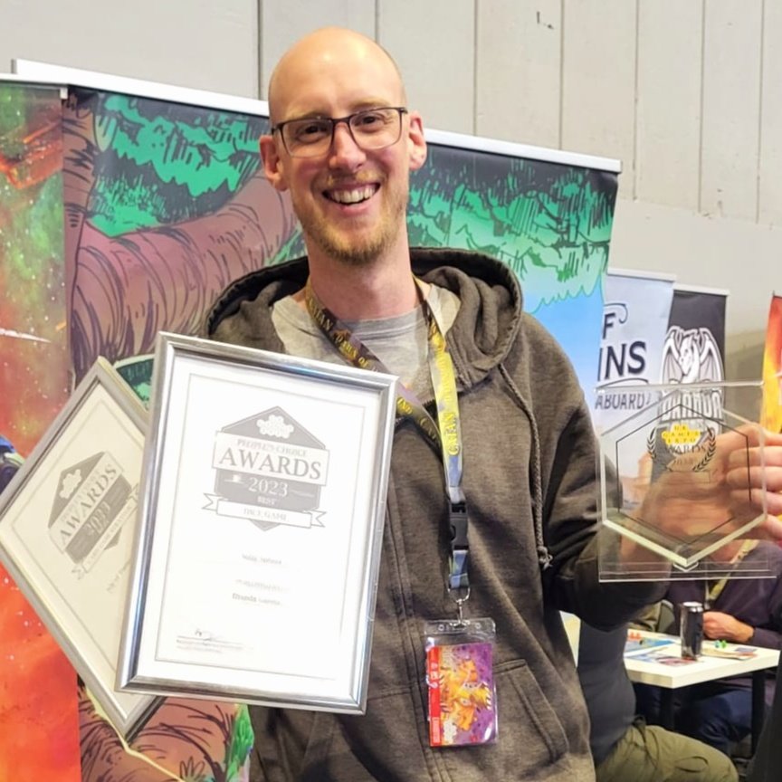 We won three awards for @DrandaGames at the @UKGamesExpo! One for Isle of Trains: All Aboard by @KeltnerDan and @sedjtroll. And, two for Solar Sphere by @Simon_Milburn and me. A game that wouldn't be what it is without @JPacCantin

What a great weekend! 🚂🚀🏆

#NewProfilePic