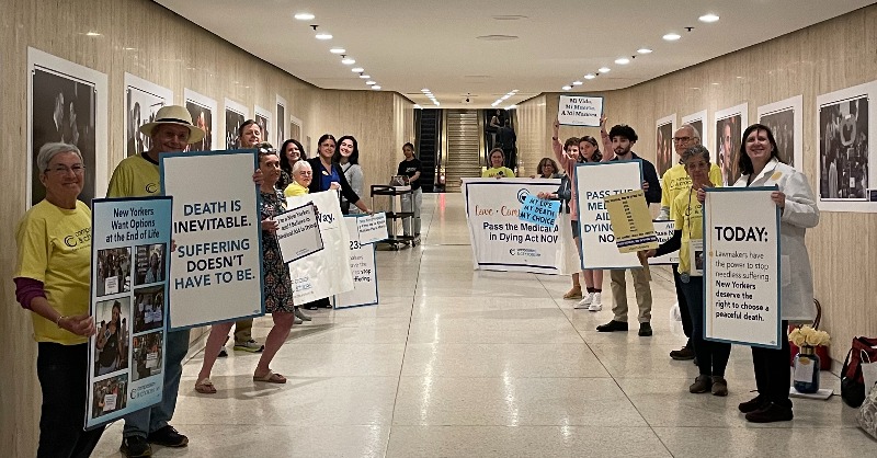 CompAndChoices's tweet photo. In a last push to urge @AndreaSCousins, @CarlHeastie and the State legislature to pass the Medical Aid in Dying Act during this year's legislative session, advocates and supporters gathered in Albany to make their voices heard. Read: https://t.co/JqaNLqRxop https://t.co/fYJ6QXYgyQ