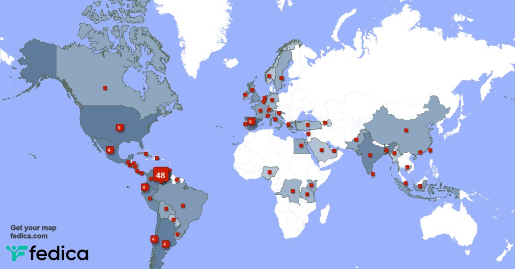 Muchas gracias a mis 2 nuevos seguidores desde Venezuela durante la última semana. fedica.com/!DiamarisSilva