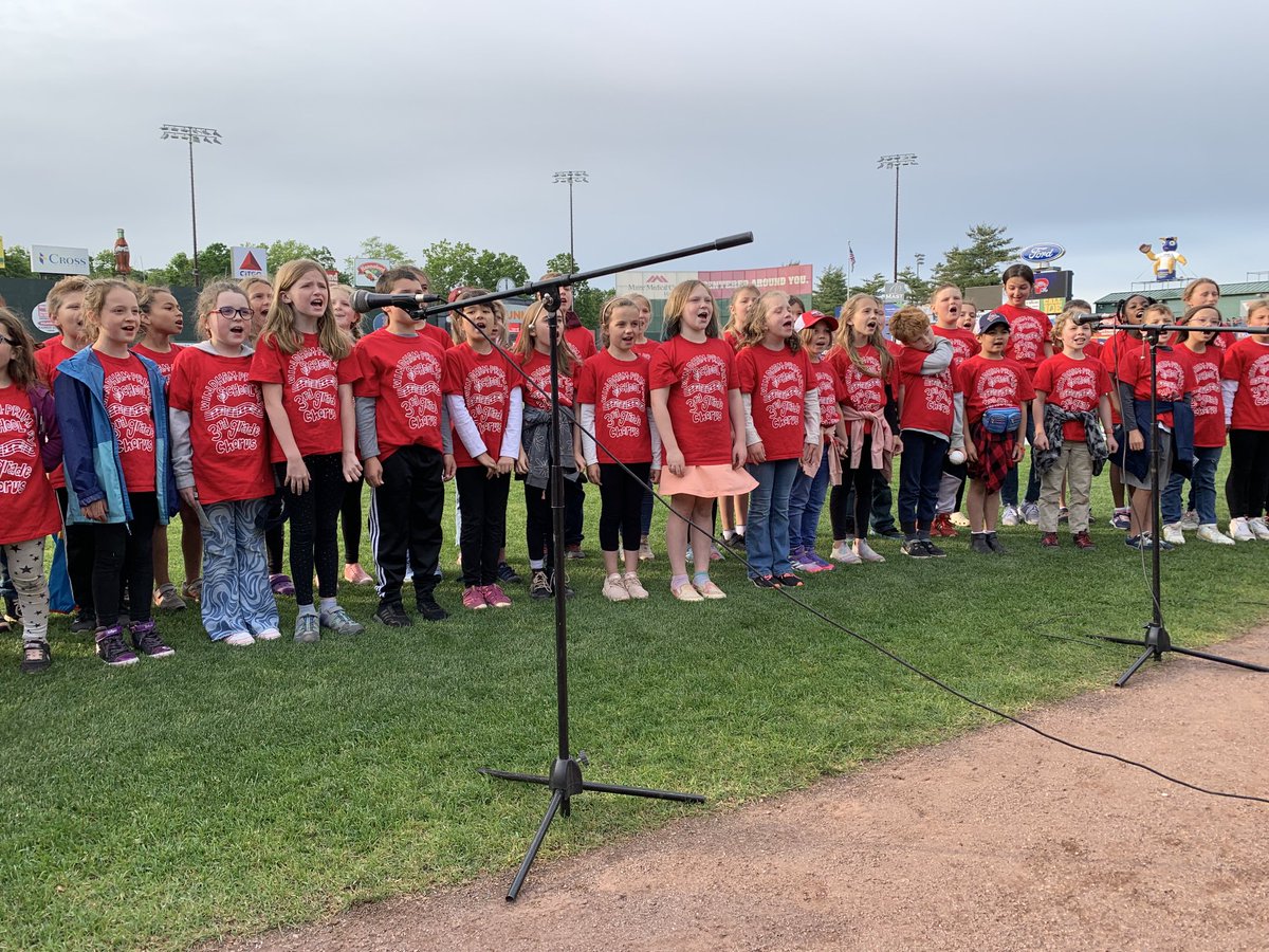 WPSPride's tweet photo. Third Grade chorus sings the National Anthem at the SeaDogs!  Way to go chorus! Sounded amazing!!! https://t.co/qQeyALjSdw