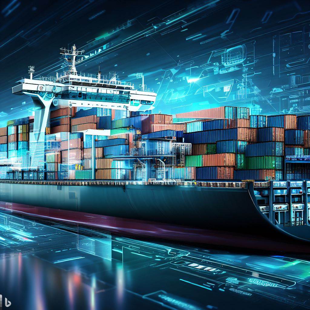 intradecustoms's tweet photo. Le preguntamos a una #IA cómo serían los portacontenedores del futuro y esto creó... 🏗️ 😍📦 🚢 https://t.co/mBX7OZl8JP