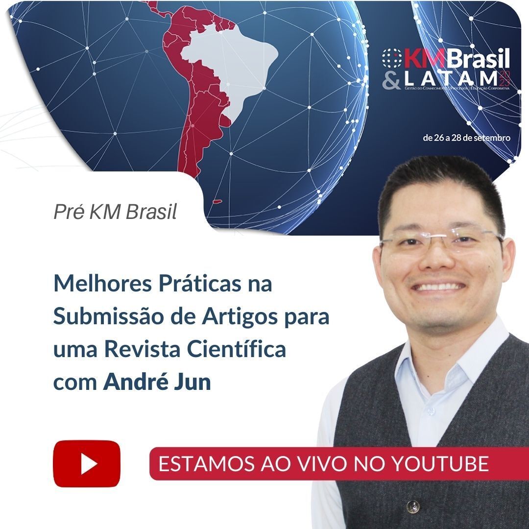 Estamos ao vivo com a Profa. Dra. Valéria Macedo e André Jun, gerente de relacionamento editorial da Emerald. Participe e aproveite para tirar as suas dúvidas no chat: youtube.com/watch?v=UrBD3D…

#gestaodoconhecimento #knowledgemanagement #conceito #prática #educação #gc #km