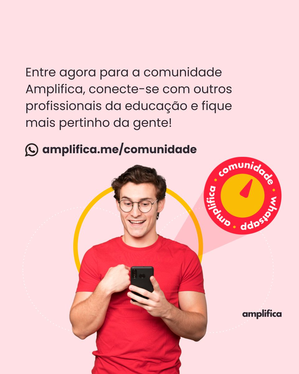 Temos um espaço com profissionais da área da educação compartilhando um pouco de suas vidas, do seu trabalho e de experiências bem pertinho da gente. Entre agora na comunidade do Amplifica no Whatsapp no link amplifica.me/comunidade.

#amplificatododia #comunidadeamplifica