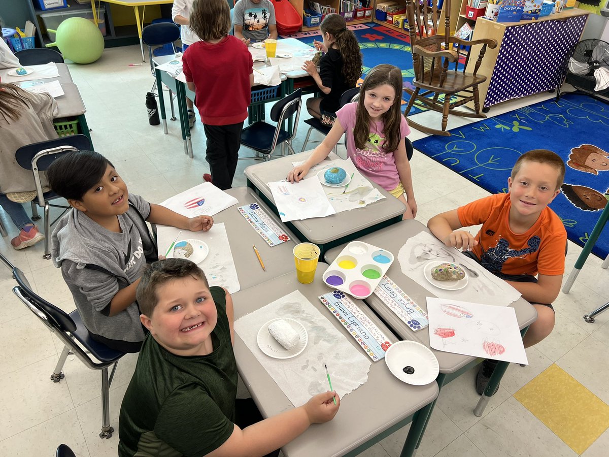HPlourdeWTN's tweet image. We have reached letter “R” on our ABC Countdown. We read the book, “Only One You” and then students put their creative caps on to paint their own rock! Stay tuned for pictures of the finished, DRY products! 🪨 💚 #secondgrade